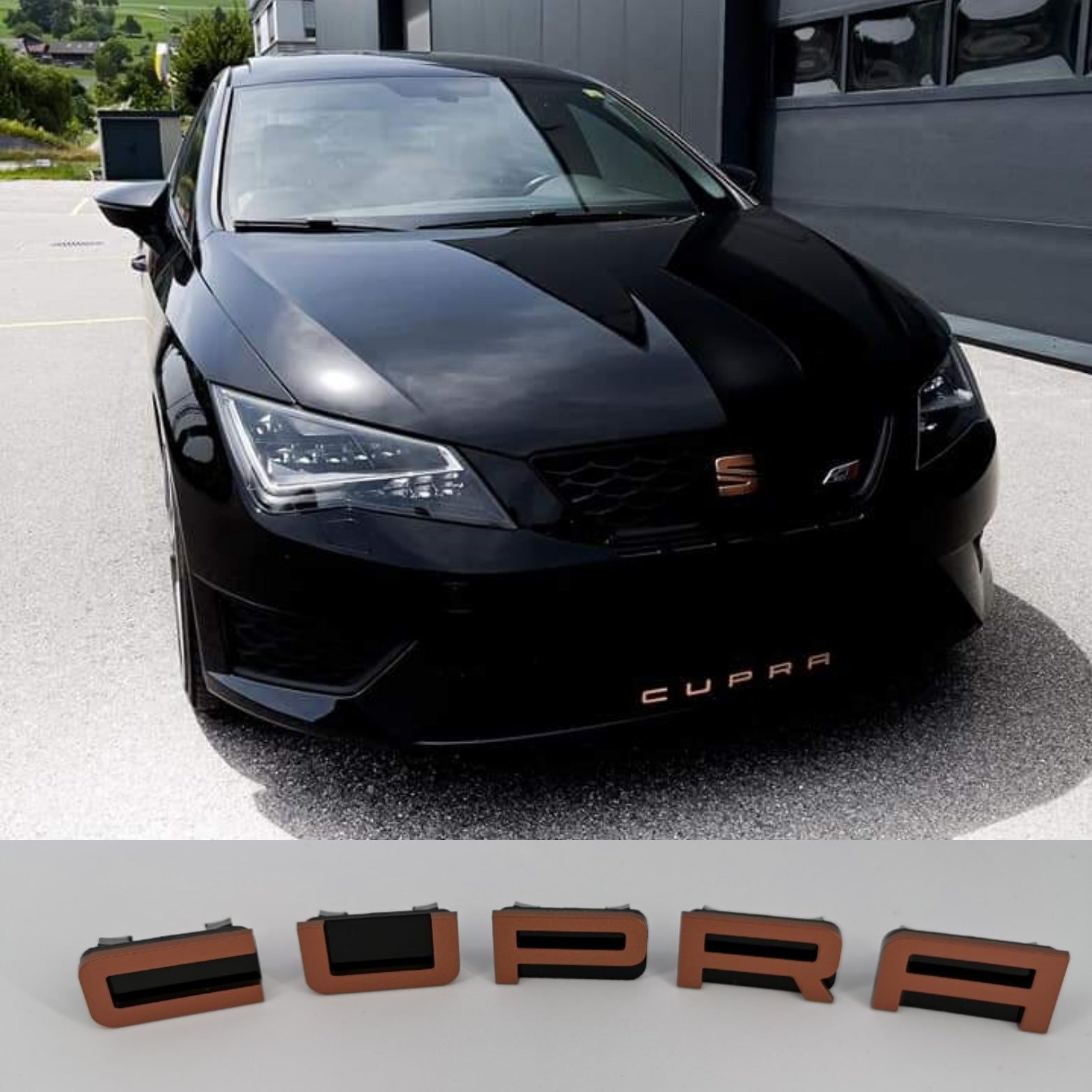 Cupra lettering SEAT LEON CUPRA 5F in COPPER