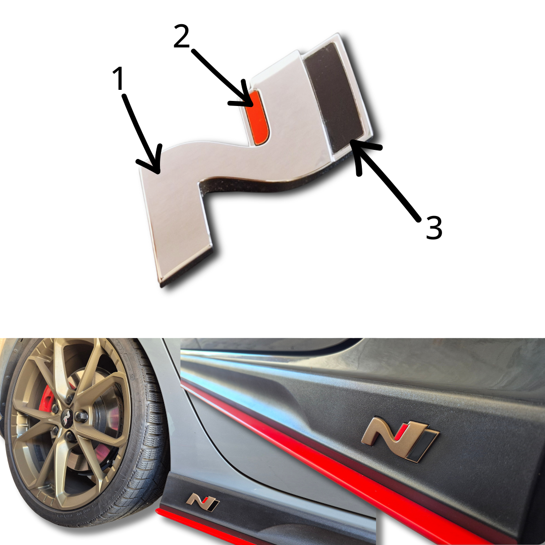 N Logo Emblem SET für SEITENSCHWELLER Hyundai i30N in Wunschlackierung